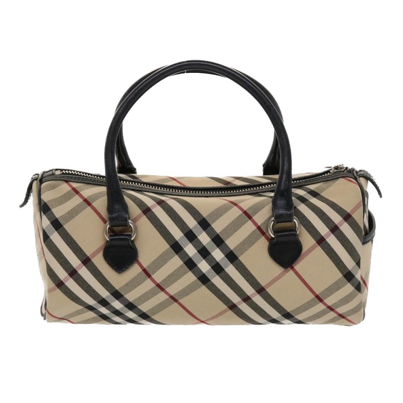 BURBERRY Nova Check Blue Label Hand Bag Nylon Beige Auth yk7573B - Picture 2 of 16
